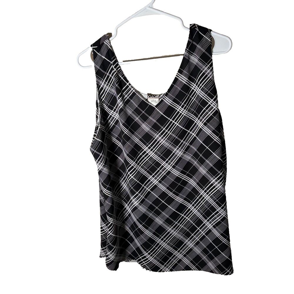 Chico's Tank Top Women's 3 Reversible Black White Sleeveless Career Printed